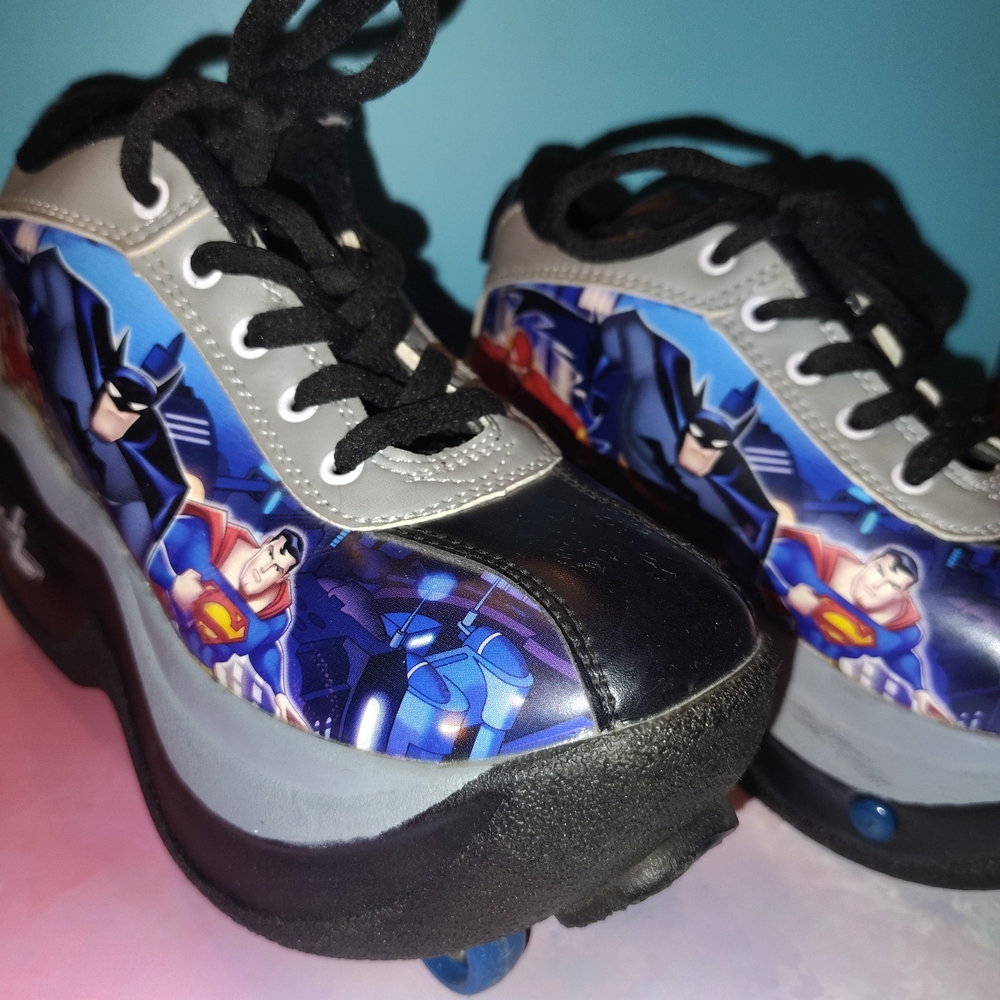 Superhero Kids Shoes with Wheels - Black and Blue